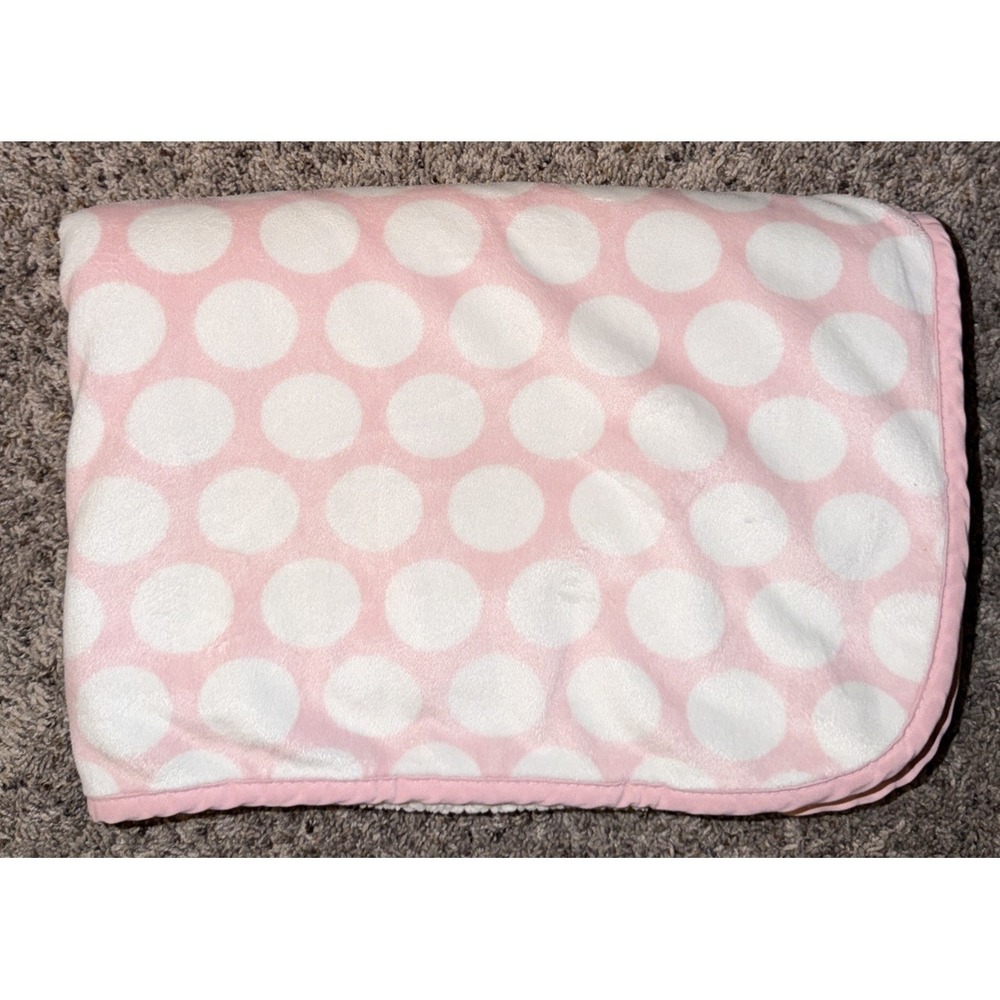 Carter's Baby Blanket Pink White Circles Dots Sherpa